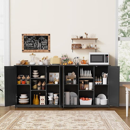 Iwell Storage Cabinet with 2 Doors and 4 Storage Shelves, Bathroom Cabinet, Cupboard for Living Room, Home Office, Entryway, 