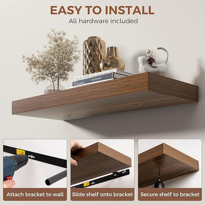 Dreamland 40 Inch Floating Shelves for Wall,8 Inch Deep Floating Shelves,40" W x 8" D Wall Shelves for Bedroom,Living Room, K