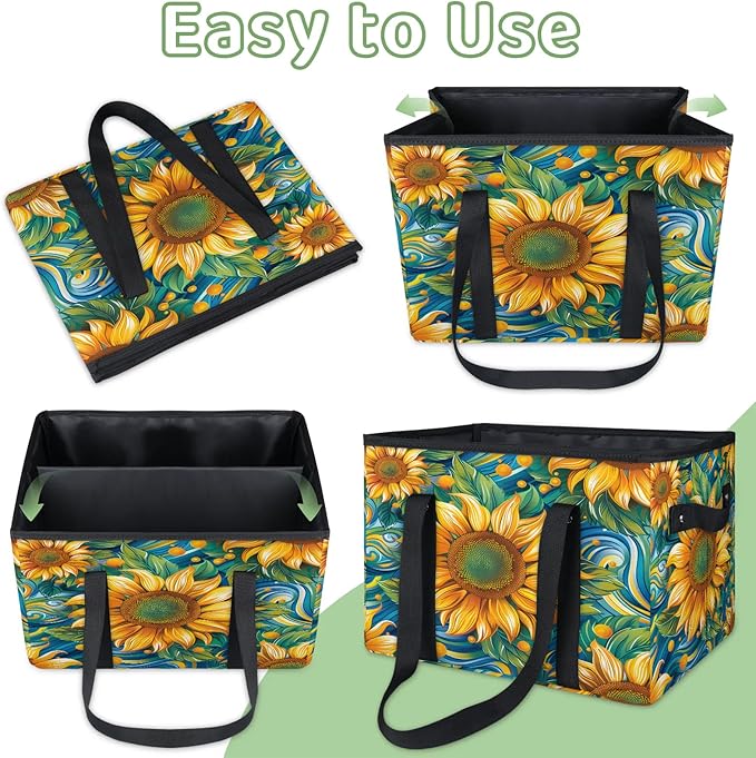 Reusable Grocery Bag, Foldable Large Shopping Tote Bag for Groceries Kitchen Picnic Car Trunk