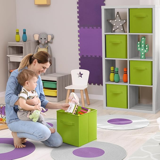 Sorbus Fabric Storage Cubes - 6 Foldable Storage Bins for Organizing Pantry, Cubbies, Toy Box - Clothes Storage & Closet Orga