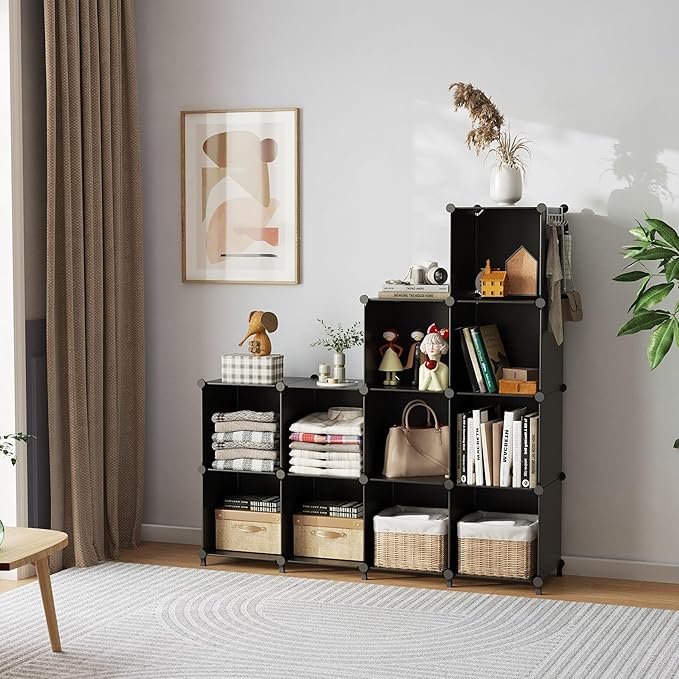 AWTATOS 8 Cube Storage Organizer, Closet Organizer Storage Shelf, Bookcase Bookshelf, DIY Stackable Storage Cubes Shelves for