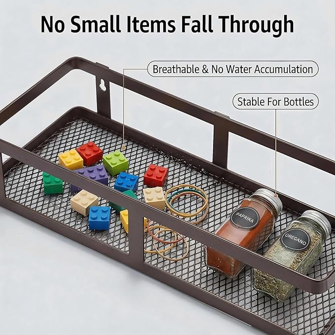 PUSDON 2-Pack Minimalist Shower Caddy Wall Mount, Open Frame Bathroom Shelf Organizer with Mesh Base, Rustproof Floating Spic