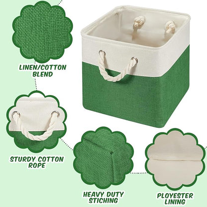 Geiserailie 6 Pcs 11 x 11 Inch Cube Storage Bins Fabric Storage Organizer Bins Foldable Cube Baskets with Sturdy Carry Handle