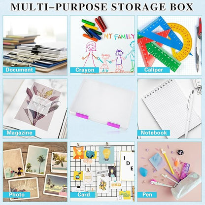 PerKoop 6 Pcs Clear Paper Storage Box A4 Plastic File Box Document Paper Organizer Storage Board Game Project Cases Container
