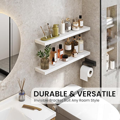 Heimlove Floating Shelves for Wall 32 Inch,Mounted Storage Wood Shelves with Invisible Brackets Hanging Shelf for Bedroom Liv