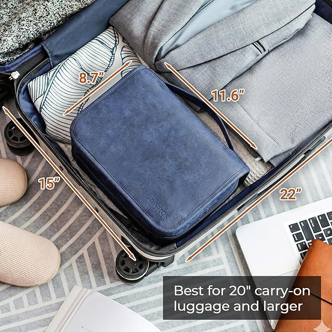Elviros Hanging Toiletry Bag for Men Travel Essentials 3-in-1 Large Waterproof Dopp Kit PU Leather Shaving Bag with Separate 