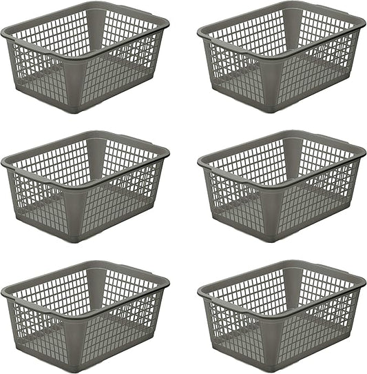 YBM HOME 6-Pack Plastic Storage Basket for Office Drawer, Desktop and Classroom - Multipurpose Perforated Bin Tray Organizer 