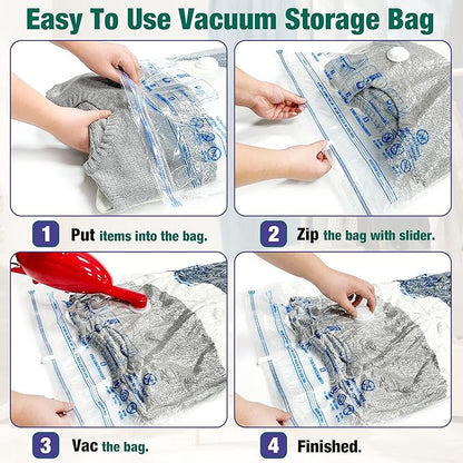 Vacuum Storage Bags, 10 Medium Space Saver Vacuum Seal Bags, Space Bags, Vacuum Sealer Bags for Clothes with Travel Hand Pump
