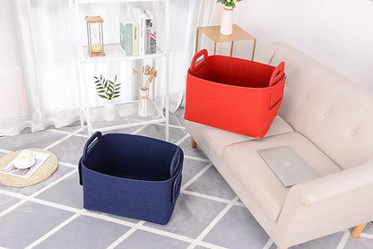 Storage Basket Felt Storage Bin Collapsible& Convenient Box Organizer with Carry Handles for Office Bedroom Closet Babies Nur