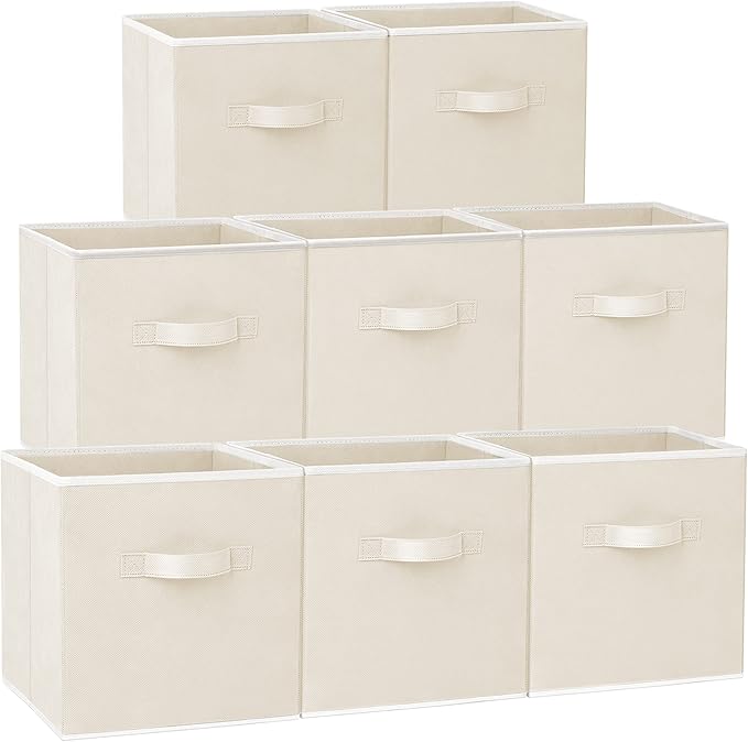 Criusia Large Storage Cubes - 13 Inch Heavy Duty Fabric Storage Bins for Shelves Closet, Cube Organizer - 8 Pack Collapsible 