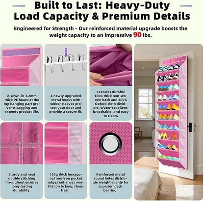 PAULONE 10-Pocket Multi-Use Over the Door Organizer, Heavy Duty 95lbs Capacity with Breathable Mesh, Versatile Hanging Storag