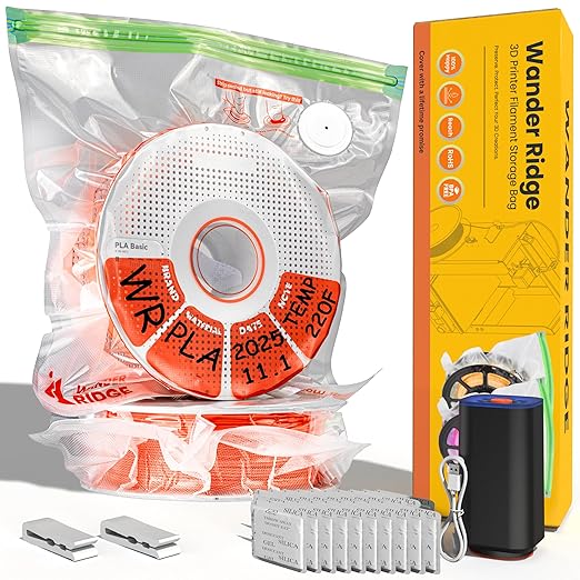 3D Printer Filament Storage Bags Vacuum Storage Bags Kit 3D Printer Accessories with Storage Bags (13x15 inches), Desiccants,