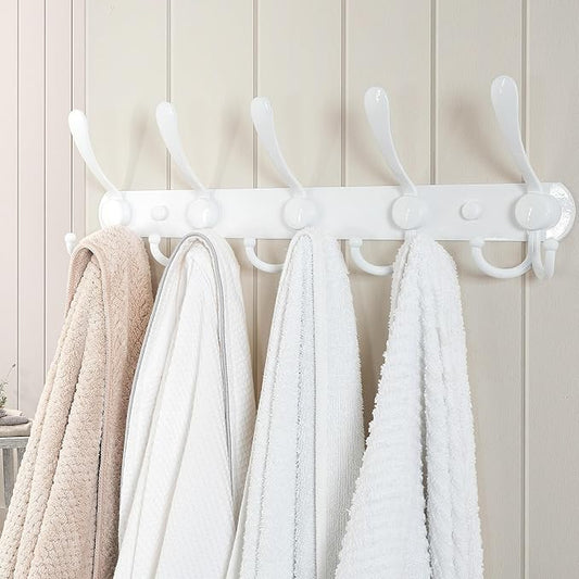 Dseap Wall Mounted Coat Rack - 5 Tri Hooks, Heavy Duty, Stainless Steel, Metal Coat Hook Rail for Coat Hat Towel Purse Robes 