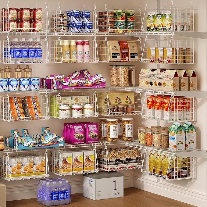 3-Tier Hanging Laundry Basket Organizer：Foldable Wire Shelf Laundry Room Organizer with 360°Rotating Hooks Small Space Soluti