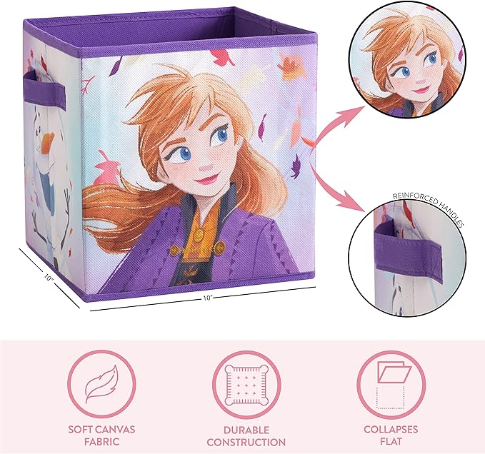 Polycanvas Disney Frozen 2 Collapsible Storage Cubes, Set of 2, 10"x10"