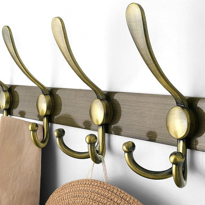 Dseap Coat Rack Wall Mounted - 5 Tri Hooks, Heavy Duty, Stainless Steel, Metal Coat Hook Rail for Coat Hat Towel Purse Robes 