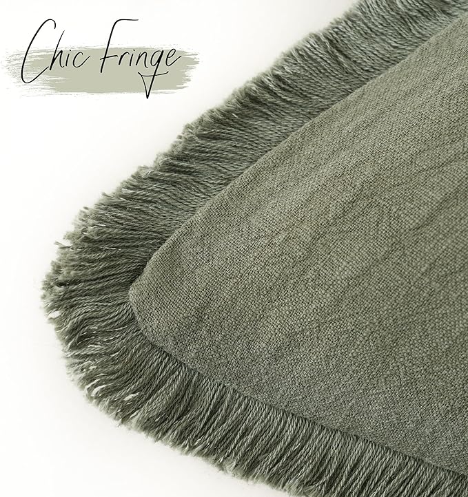 Foindtower Set of 2 Decorative Linen Fringe Throw Pillow Covers Cozy Farmhouse Boho Cushion Cover with Tassels Soft Accent Pi