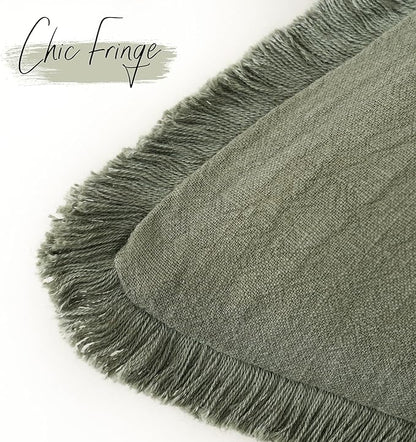 Foindtower Set of 2 Decorative Linen Fringe Throw Pillow Covers Cozy Farmhouse Boho Cushion Cover with Tassels Soft Accent Pi