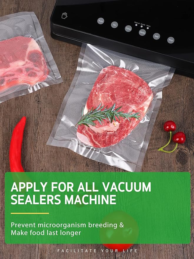 Syntus Vacuum Sealer Bags, 6 Pack 3 Rolls 11" x 20' and 3 Rolls 8" x 20' Commercial Grade BPA Free Bag Rolls, Food Vac Bags f
