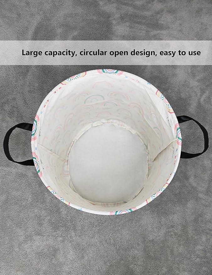 QUEENLALA Large Storage Basket,Laundry Hamper/Bathroom/Home Decor/Collapsible Round Storage Bin,Boys and Girls Hamper/Boxes/C