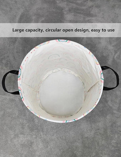 QUEENLALA Large Storage Basket,Laundry Hamper/Bathroom/Home Decor/Collapsible Round Storage Bin,Boys and Girls Hamper/Boxes/C