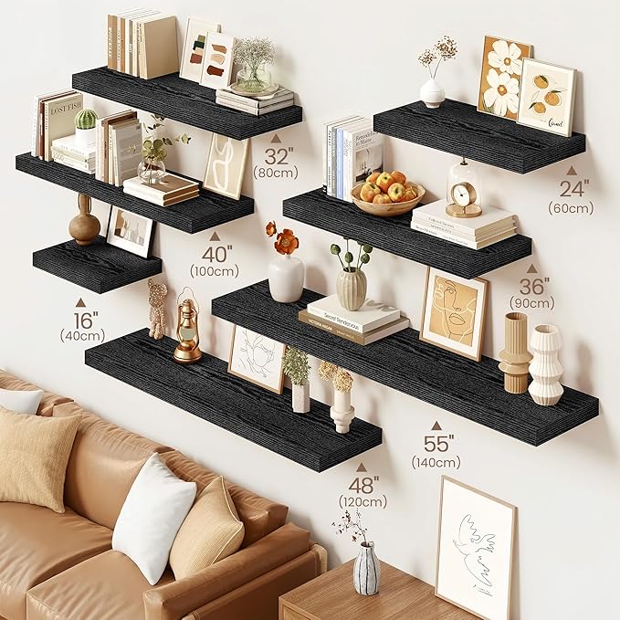 Vivelove Floating Shelves 16 Inch, Wall Shelves Over Toilet with Invisible Brackets for Bathroom Living Room Kitchen Bedroom 