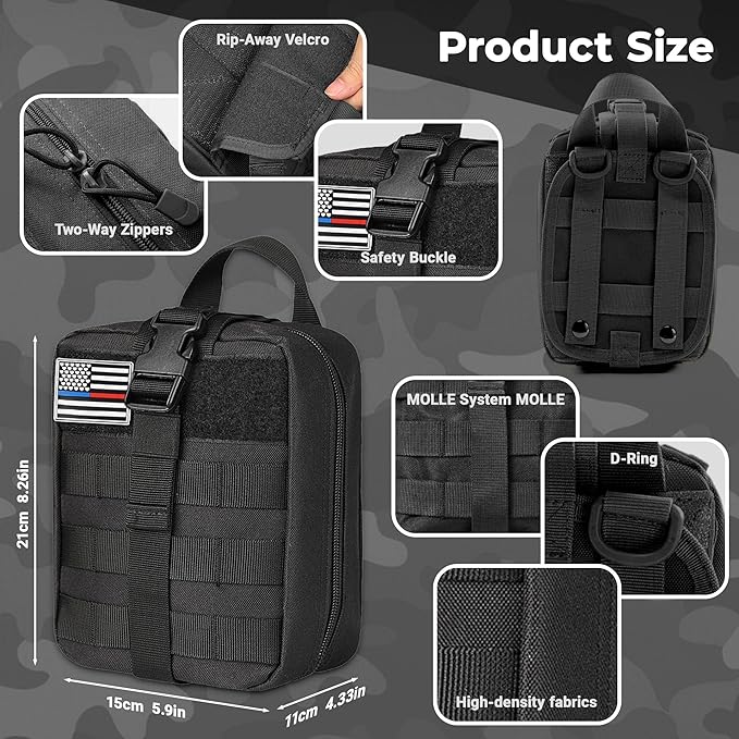 41 PCS IFAK Trauma Kit with Tourniquet, 4-Inch Israeli Bandage, Splint, Tactical First Aid Kit for Car, Camping, Hiking and T