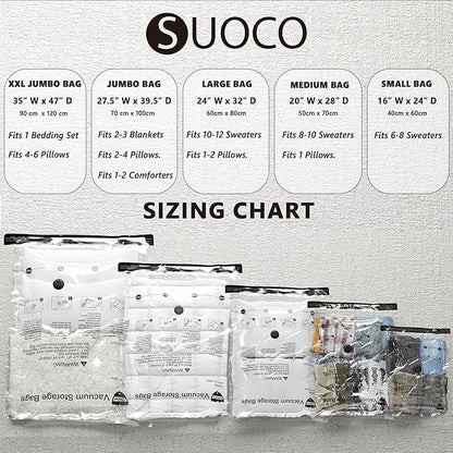 Vacuum Storage Bags, Compression Packing Space Saver Seal Bags for Clothing Bedding Comforters Blankets Pillows, 8 Jumbo