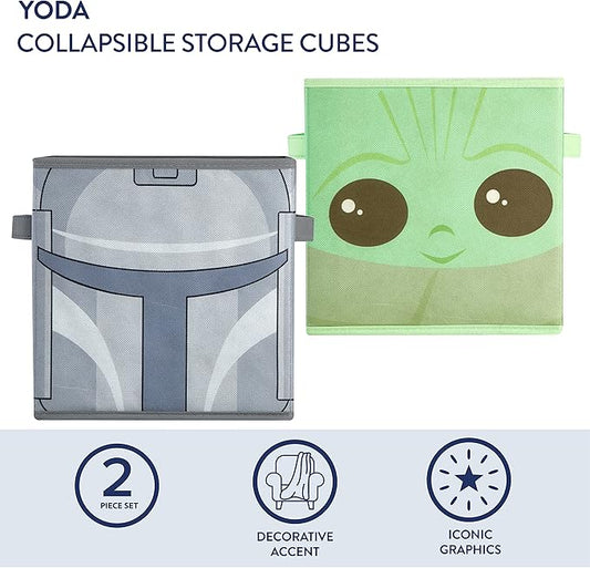 Star Wars The Mandalorian Grogu aka The Child Collapsible Storage Cubes, Set of 2, 10"x10"