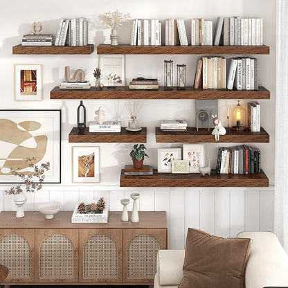 Floating Shelves for Wall, 40" W x 12" D x 2" H, 1 Pack of Long Wall Mounted Engineered Wood Shelves with Invisible Brackets 
