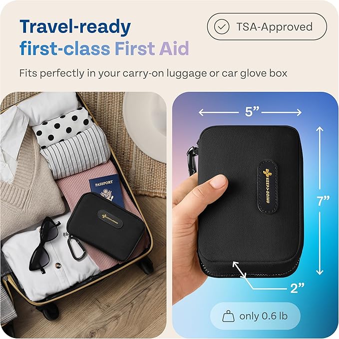 KeepGoing Travel First Aid Kit for Car, Home, Hiking, Camping and Outdoor Emergencies - First Aid Kit Travel Size TSA-Approve
