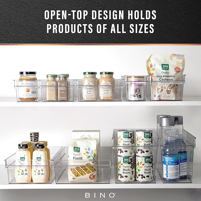BINO | Plastic Storage Bins, Large - Deep | THE HANDLER COLLECTION | Multipurpose Organizer Bins | Kitchen Pantry Organizers 