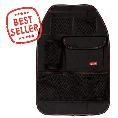 Diono Stow 'n Go Car Back Seat Organizer for Kids, Kick Mat Back Seat Protector, With 7 Storage Pockets, 2 Drinks Holders, Wa