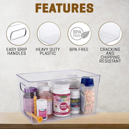 Clear Plastic Storage Bins, Pantry Organizers and Storage, Kitchen Organization and Storage Containers Bins for Organizing, F