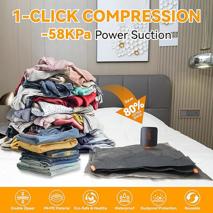 Travel Vacuum Bags for Clothing with Rechargeable Cordless Pump,Vacuum Storage Bags,15 Pack Vacuum Bags,Compression Packing f
