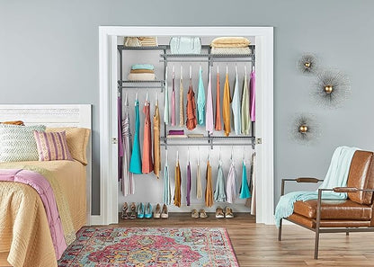 ClosetMaid ShelfTrack Wire Closet Organizer System, Adjustable from 4 to 6 Ft., with Shelves, Clothes Rods, Hardware, Durable