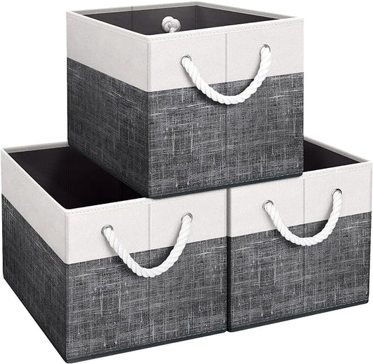 Fab totes Storage Bins [3-Pack], Foldable Storage Baskets for Organizing Toys, Books, Shelves, Closet, Large Storage Box with