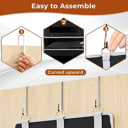 5 Tier Over The Door Organizer - Large Capacity Behind Door Hanging Shelves with 10 Mesh Pockets and Clear Windows, Closet Or