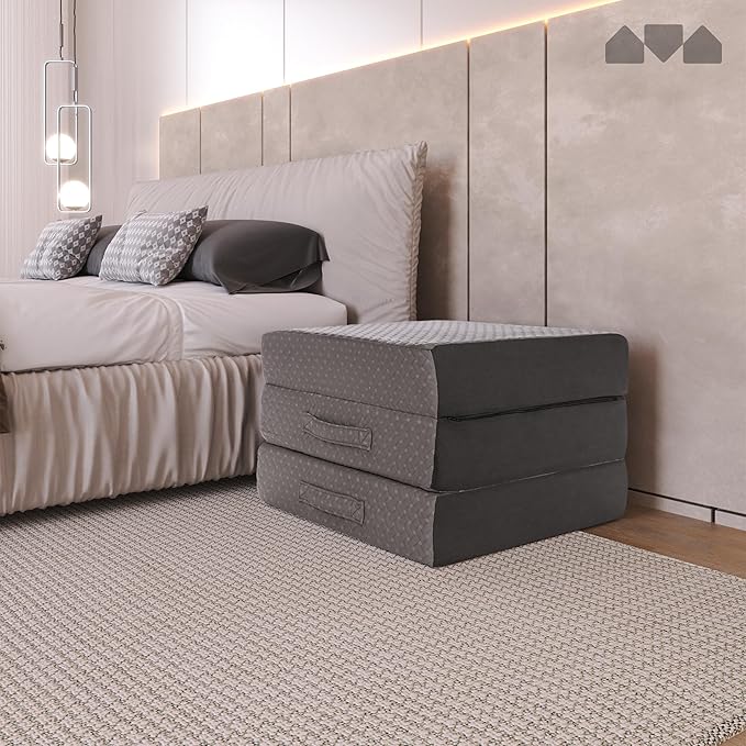 Milliard Trifold Mattress, Single Size, 6 inch, Portable Foldable Mattress with Memory Foam & Washable Cover, Tri-Folding Flo