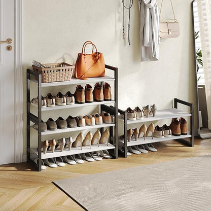 6-Tier Shoe Rack Organizer, Zero-Wobble Metal Frame with Screw-Fastened Joints, 11.8" Deep Heel-Friendly Non-Woven Shelves, S