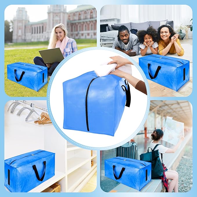 HOMESURE 12 Pack Large Strong Moving Bags with Zippers & Carrying Handles - Water-Resistant - Heavy Duty Storage Tote for Spa