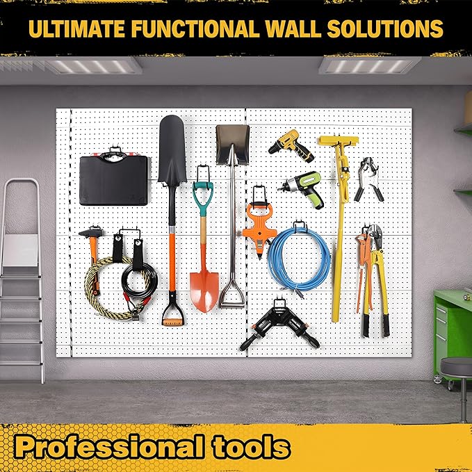 ELEAD 28-Piece Pegboard Hooks with Extension Straps, Heavy Duty Organizer Pegboard Accessories Fit for 1/4" Pegboard, Peg Boa