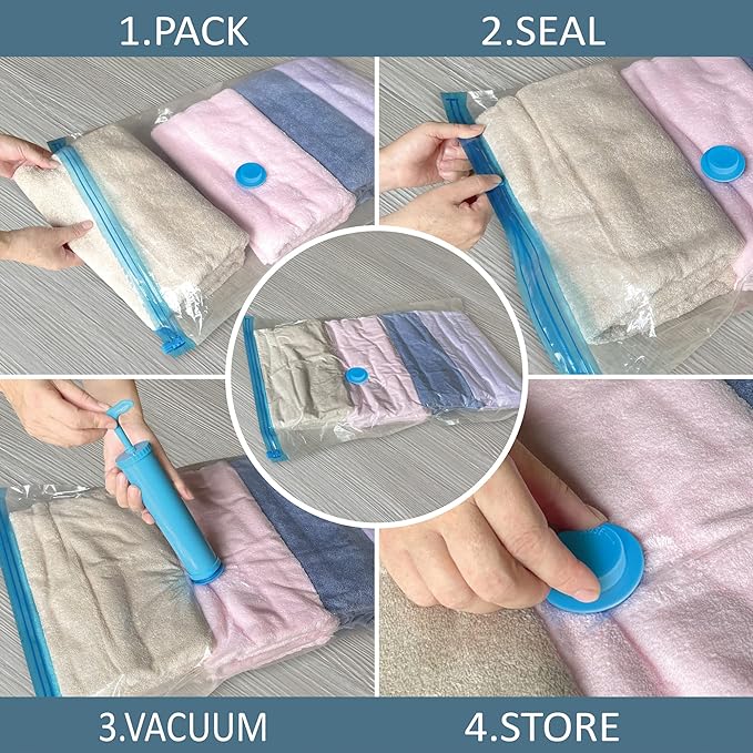 Roomimaster Vacuum Storage Bags, Vacuum Seal Space Saver Bags for Clothing, Travel Lugggage, Carry-on, Blankets, Comforters, 