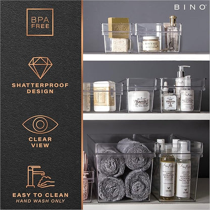 BINO | Plastic Storage Bins, Large - Deep | THE HANDLER COLLECTION | Multipurpose Organizer Bins | Kitchen Pantry Organizers 