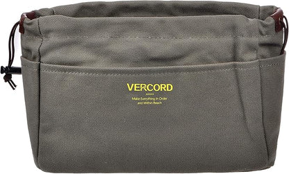 Vercord Canvas Handbag Organizers, Sturdy Purse Insert Organizer Bag in Bag, 10 Pockets Color Army Green Large