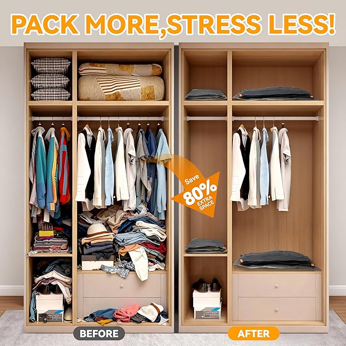 Travel Vacuum Bags for Clothing with Rechargeable Cordless Pump,Vacuum Storage Bags,15 Pack Vacuum Bags,Compression Packing f