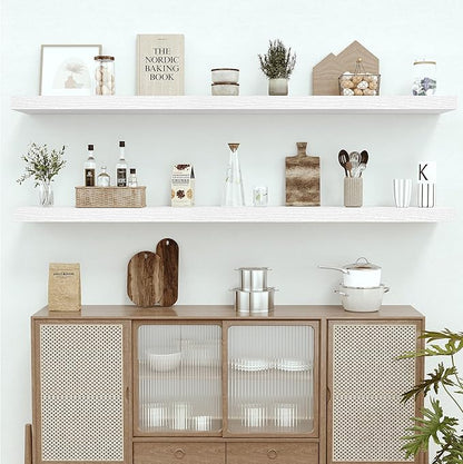 Vivelove 12 in Deep Floating Shelves for Wall, 72" x 12" x 2" Shelves for Room Wall Mounted, 2 Inch Thick Shelf for Bathroom 