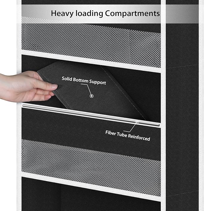 Univivi 5-Shelf Fabric Door Storage Over Door Hanging Organizer with 4 Large Pockets and 3 Small PVC Pockets Nursery Closet C