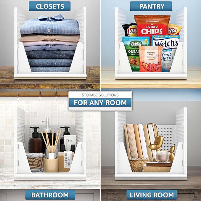 Sorbus Stackable Shelf Organizer Baskets – Plastic Closet Organizer for Clothes, Pantry, Bathroom, Kitchen & Garage – Open Fr