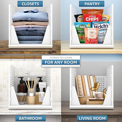 Sorbus Stackable Shelf Organizer Baskets – Plastic Closet Organizer for Clothes, Pantry, Bathroom, Kitchen & Garage – Open Fr